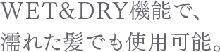 WET&DRY機能で、濡れた髪でも使用可能。